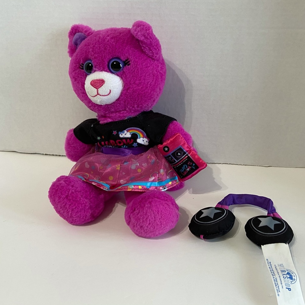 Build A Bear Pink Bear Headphones Radio Plush